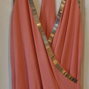 Bebe coral dress with gold detail sz Xs